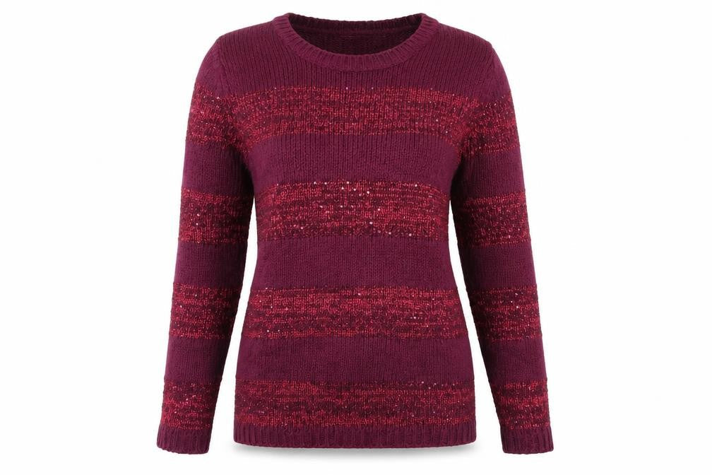 Isle Womens Purple Striped  Pullover Jumper Size 10