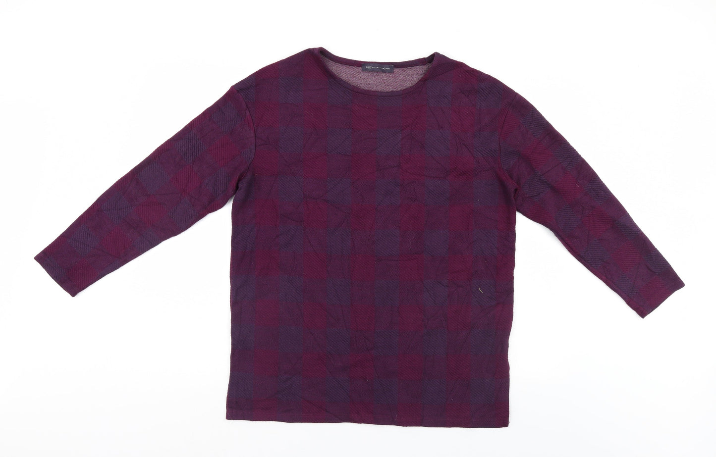 M&S Womens Purple Check  Pullover Jumper Size 14