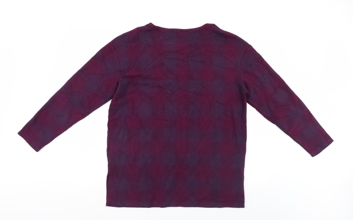 M&S Womens Purple Check  Pullover Jumper Size 14