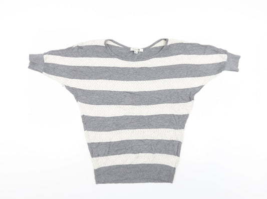 FOREVER 21 Womens Grey Striped  Pullover Jumper Size M  - Bat Wing