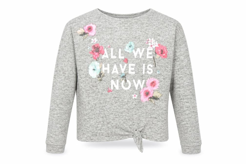 H&M Girls Grey Floral  Pullover Jumper Size 11-12 Years
