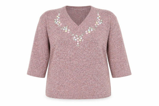 Preworn Womens Pink Floral  Pullover Jumper Size 14