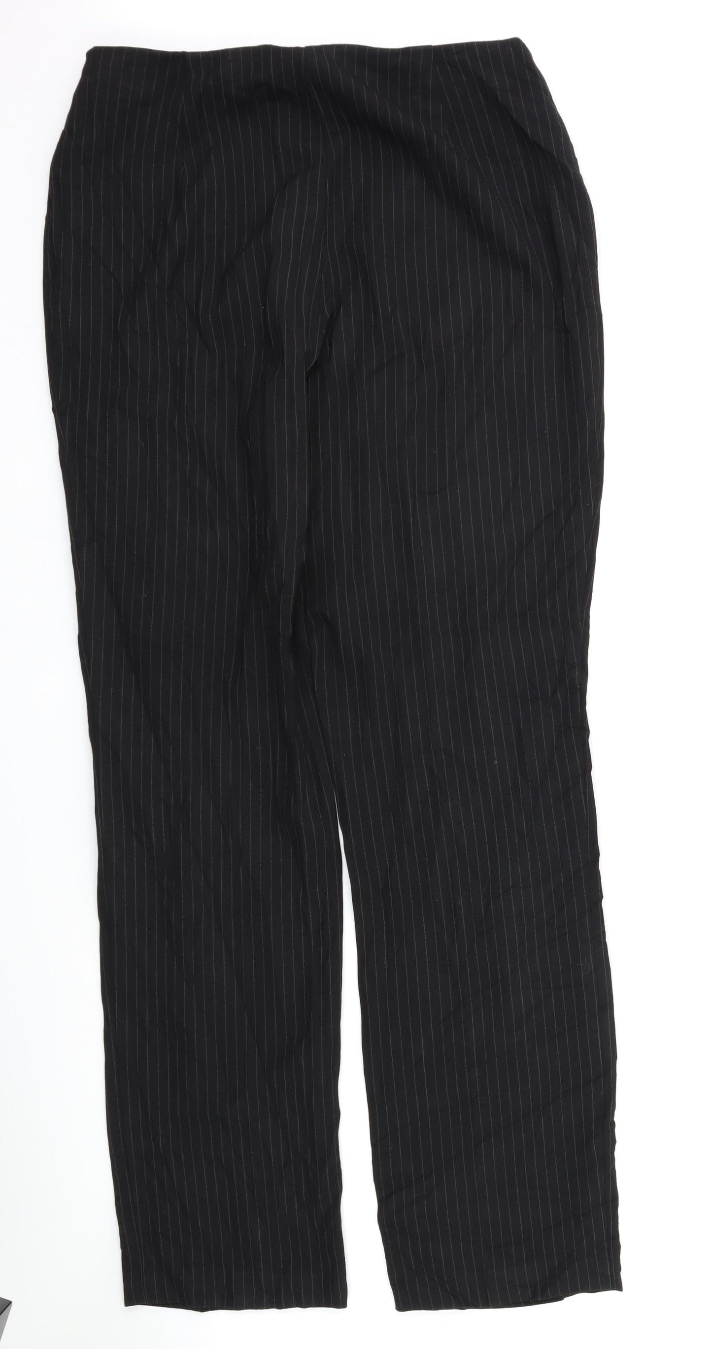 Marks and Spencer Womens Black Striped  Trousers  Size 14 L30 in