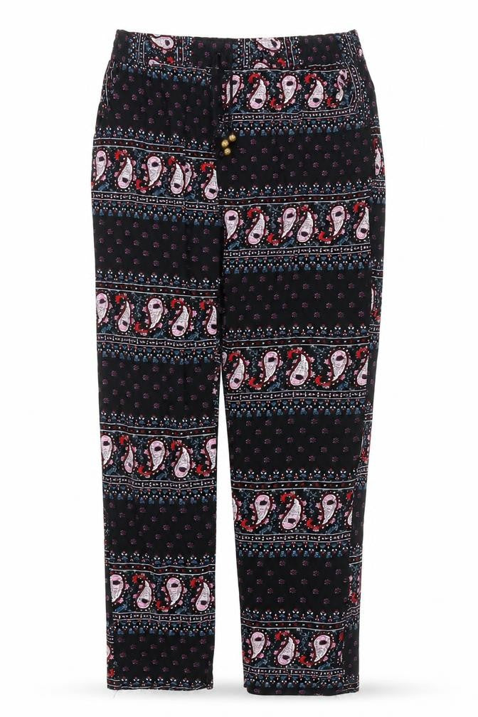 Preworn Womens Black Paisley  Trousers  Size M L25 in