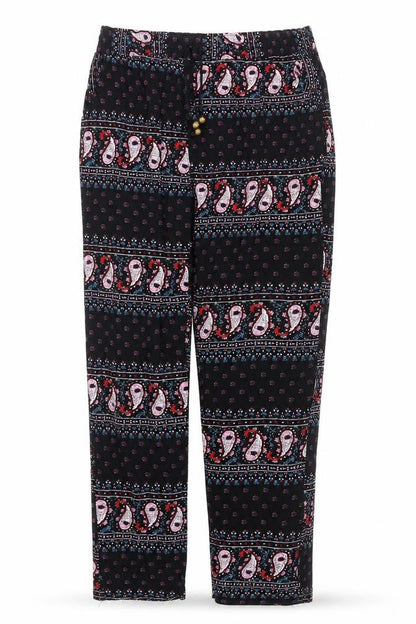 Preworn Womens Black Paisley  Trousers  Size M L25 in