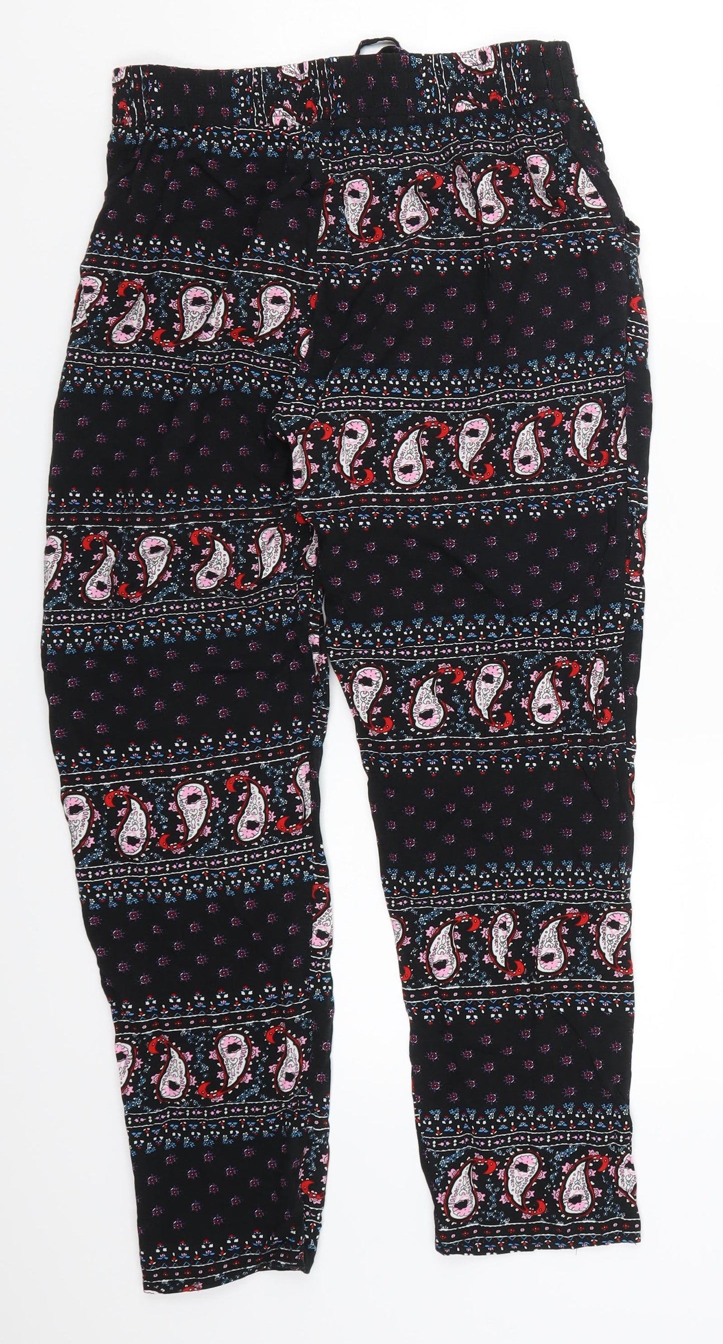 Preworn Womens Black Paisley  Trousers  Size M L25 in