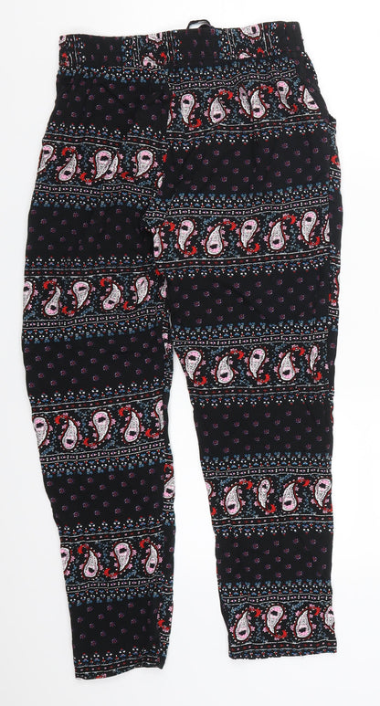 Preworn Womens Black Paisley  Trousers  Size M L25 in