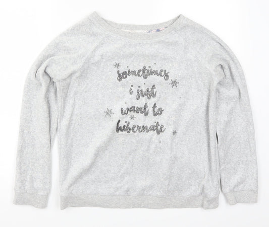 Matalan Womens Grey Solid  Top Pyjama Top Size S  - Sometimes I Just Want to Hibernate