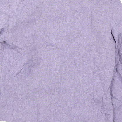 Brand and care label for Debenhams girls’ purple jacket, size 14, years