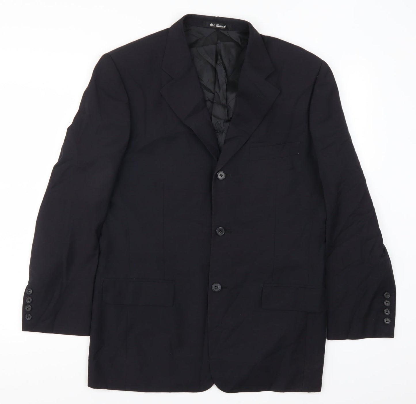 St Rome Mens Black   Jacket Suit Jacket Size 38