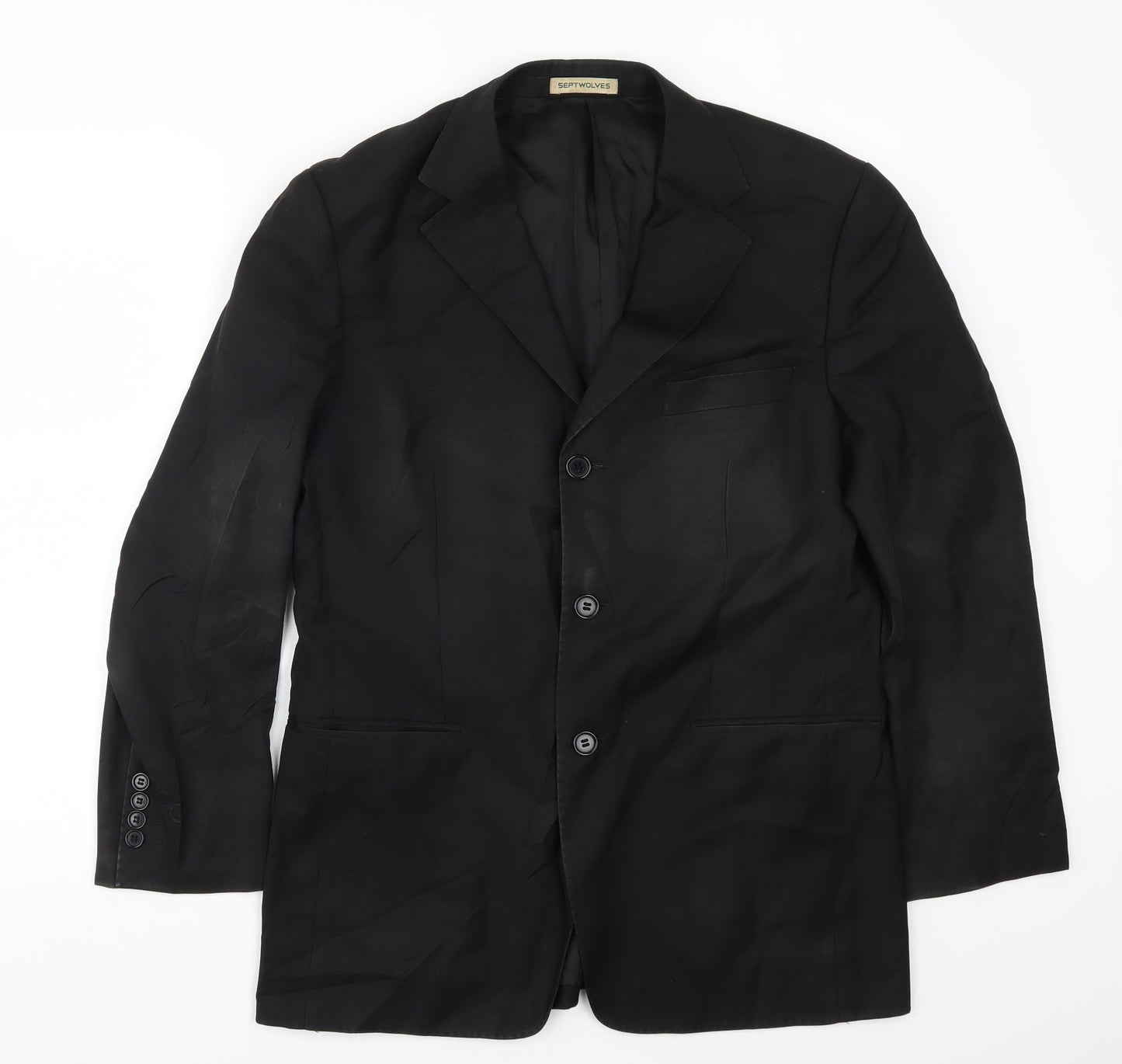 Septwolves Mens Black   Jacket Suit Jacket Size 38