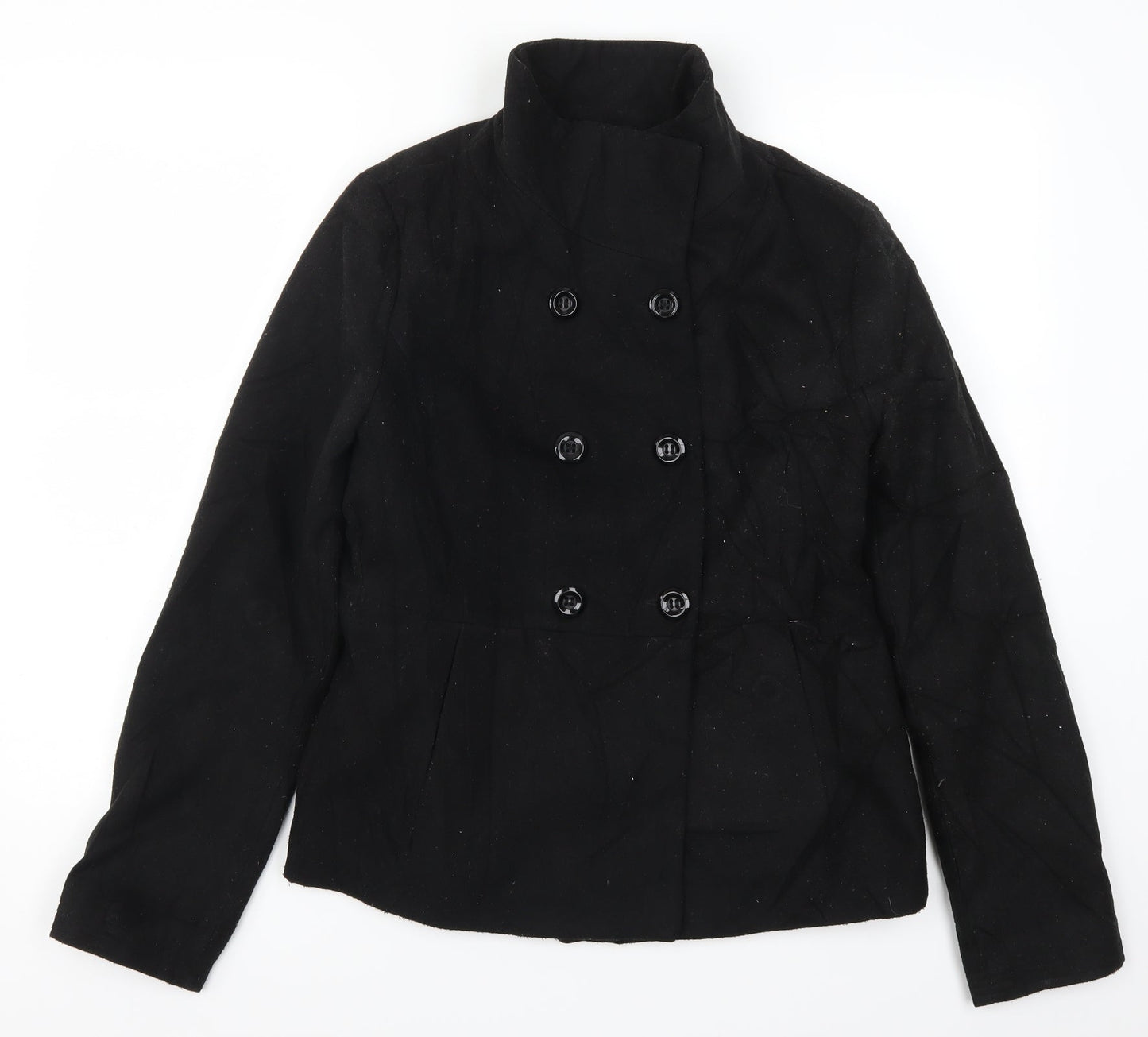 FOREVER 21 Womens Black   Pea Coat Coat Size L