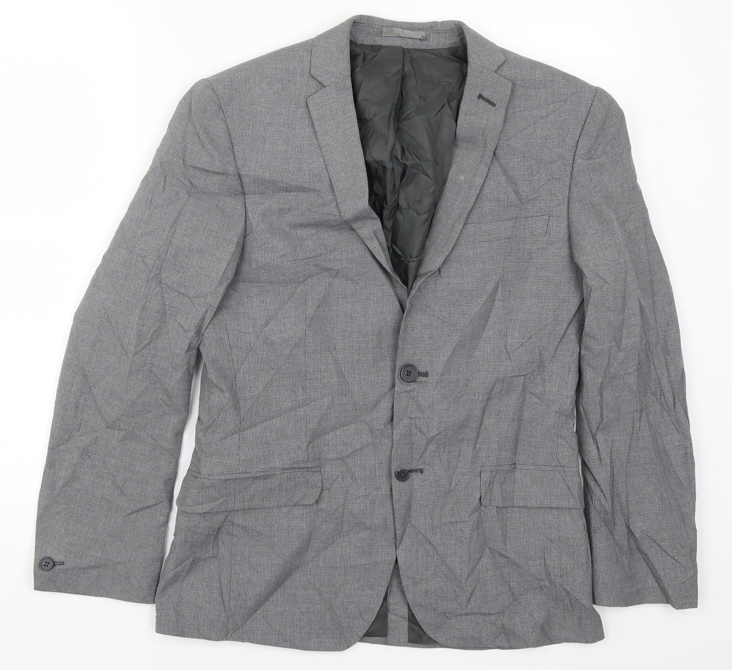 Preworn Mens Grey Houndstooth  Jacket Suit Jacket Size 36