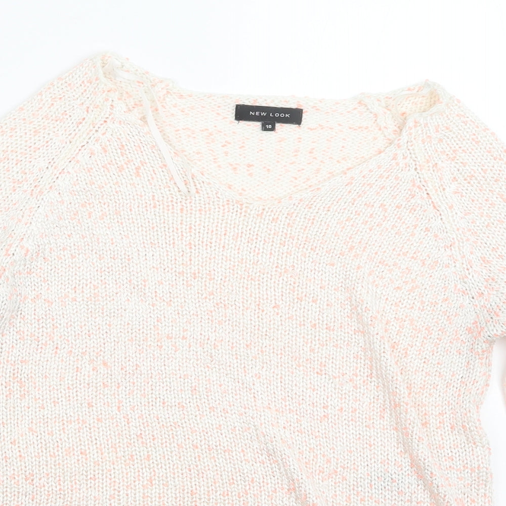 New Look Womens White  Knit Pullover Jumper Size 10