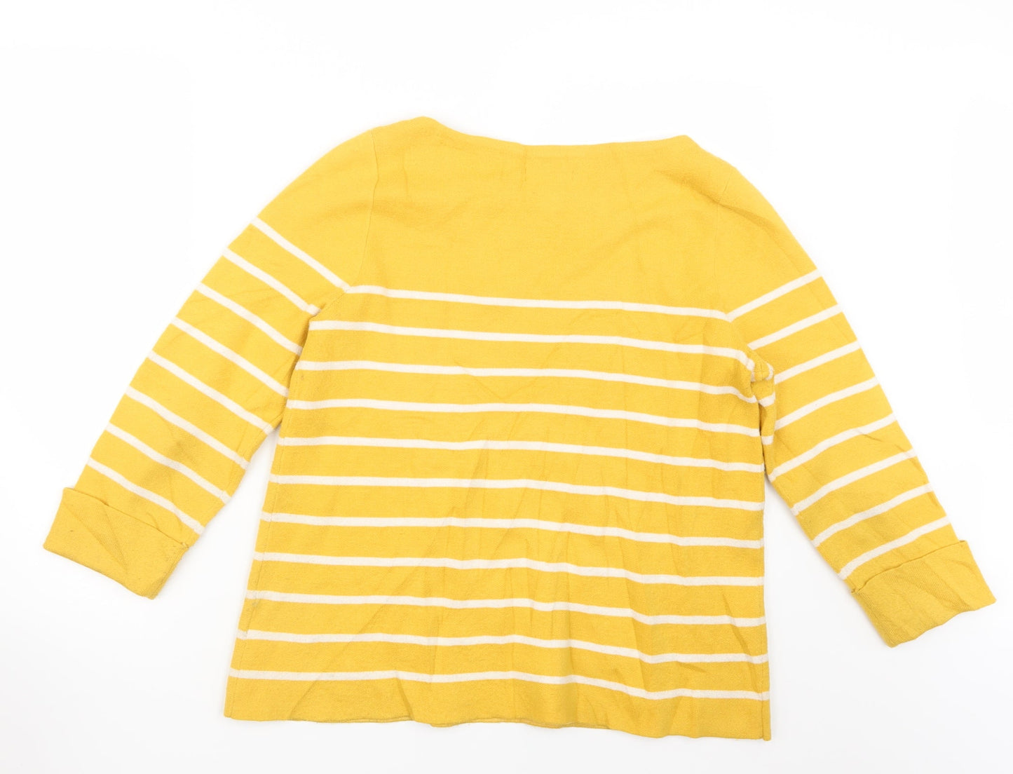 Adrienne Vittadini Womens Yellow Striped  Pullover Jumper Size M
