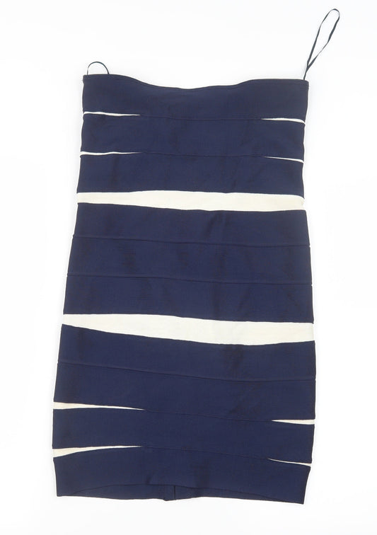 Costa Blanca Womens Blue Striped  Straight & Pencil Skirt Size M
