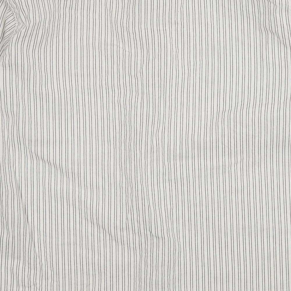 District Mens White Striped   Button-Up Size L