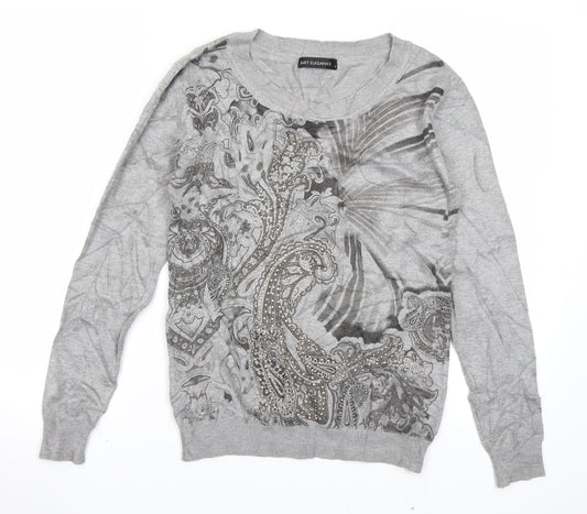 Just Elegance Womens Grey Paisley Knit Pullover Jumper Size S