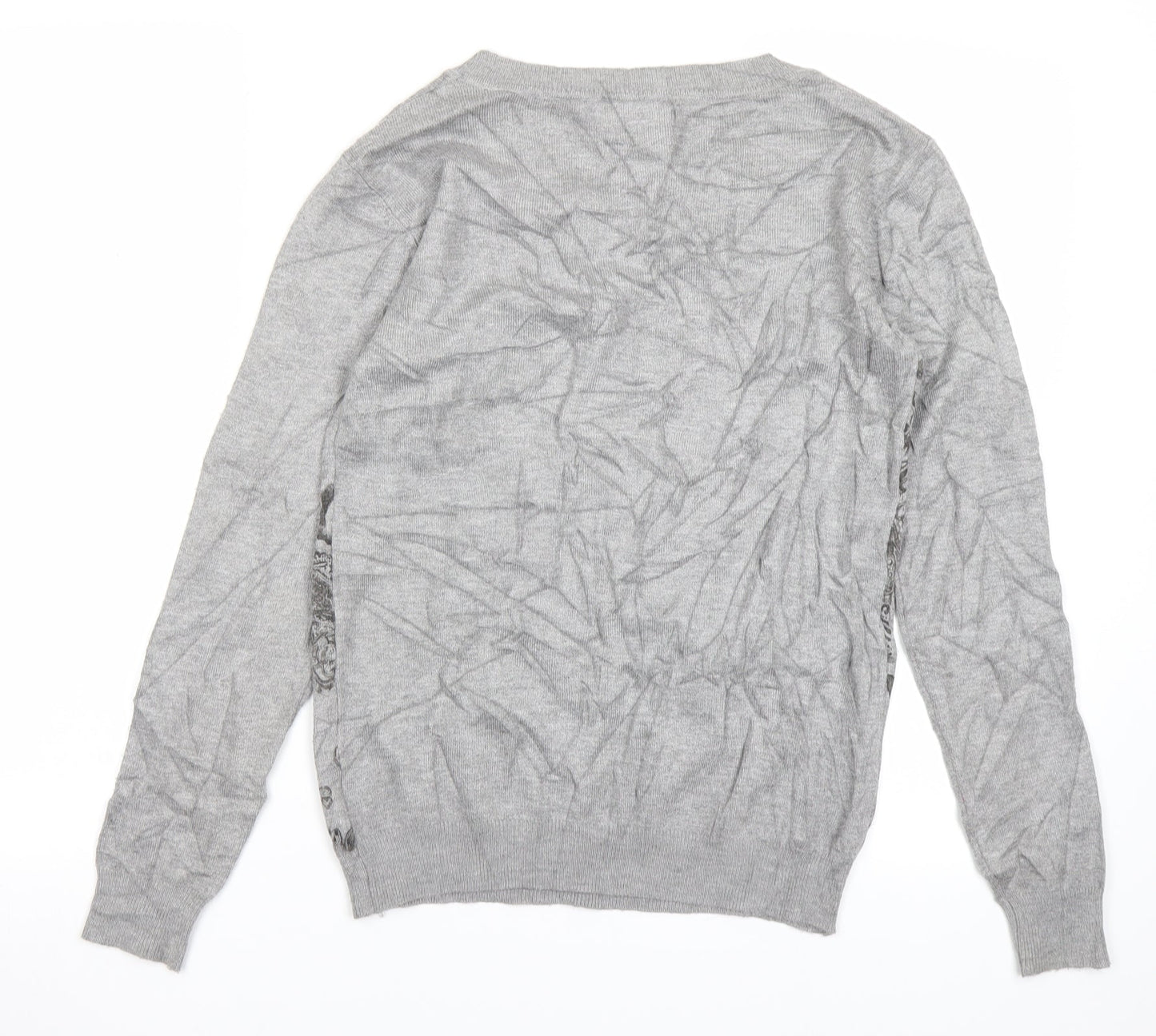 Just Elegance Womens Grey Paisley Knit Pullover Jumper Size S