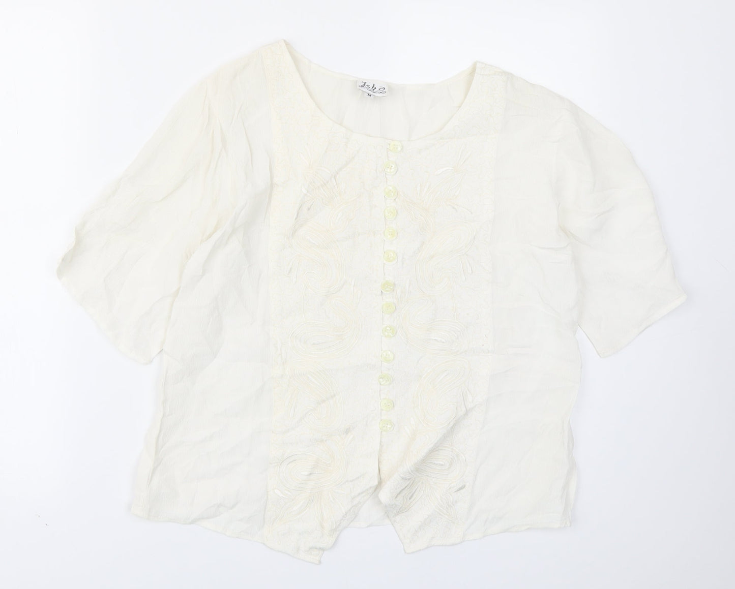 Isha Womens Ivory   Basic Blouse Size M