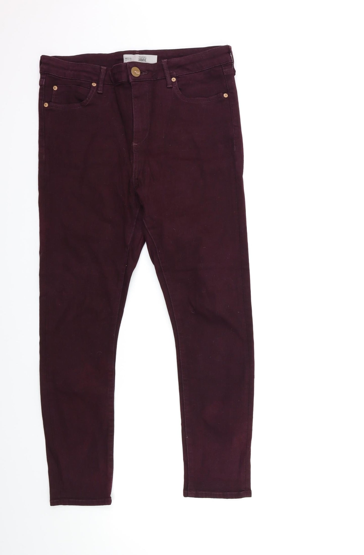 Topshop Womens Red  Denim Skinny Jeans Size 32 in L30 in