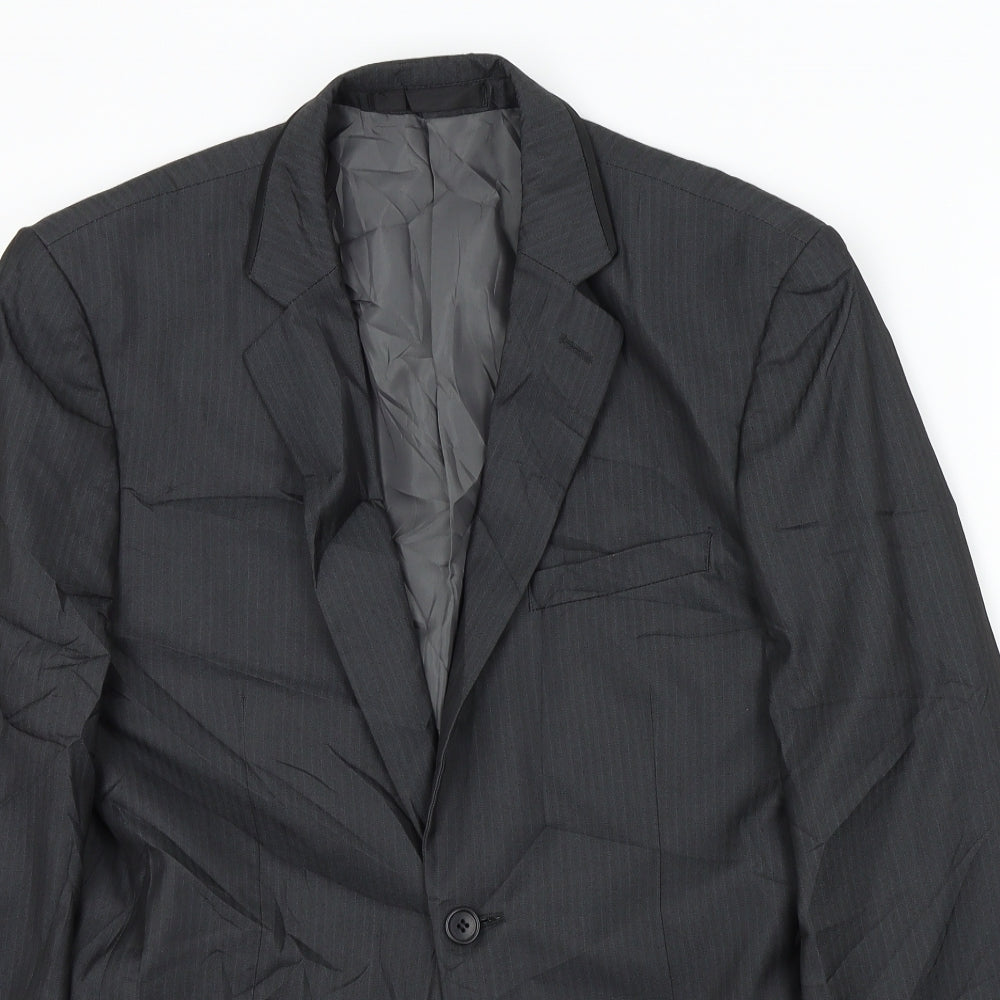 M&S Mens Grey Striped  Jacket Suit Jacket Size XL