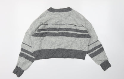Topshop Womens Grey Striped  Pullover Jumper Size 8