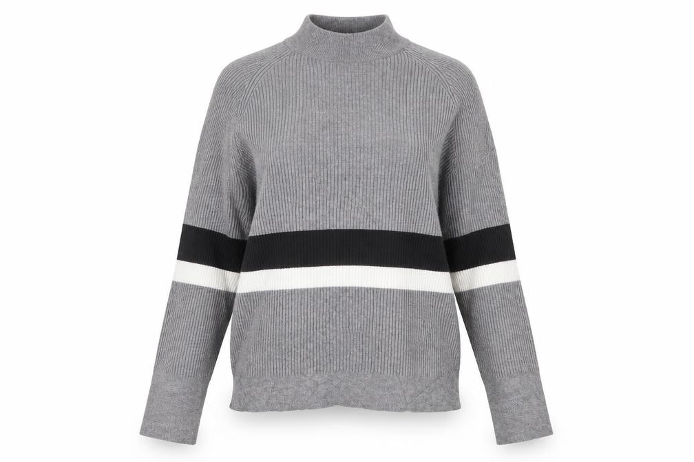 SWEEWE Womens Grey Striped  Pullover Jumper Size M