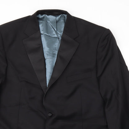 Close-up detail of jhon lewis men’s black jacket blazer, size 44