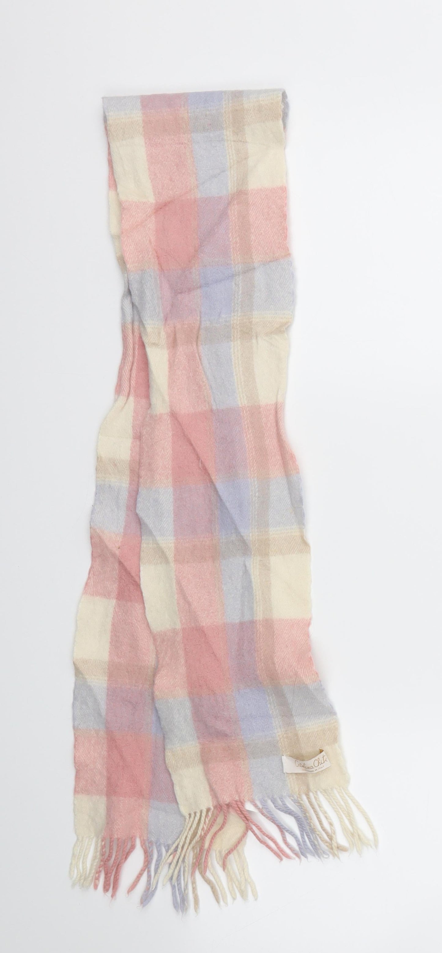 CISTINA CHITI Girls Pink Check  Scarf Scarves & Wraps Size Regular