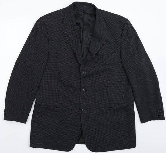 Rene Lezard Mens Black Striped  Jacket Suit Jacket Size 44