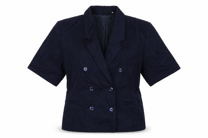Front view of C&A women’s blue jacket suit jacket, size UK 12
