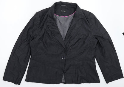 George Womens Grey Striped  Jacket Suit Jacket Size 20