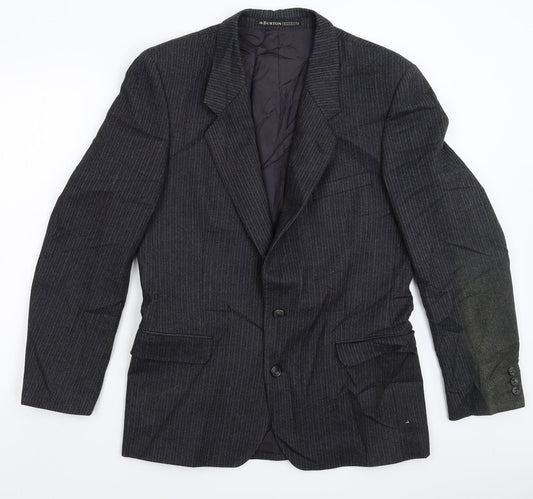 Burton Mens Black Striped  Jacket Suit Jacket Size 38
