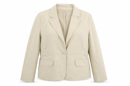Front view of Atmosphere women’s beige jacket suit jacket, size UK 18