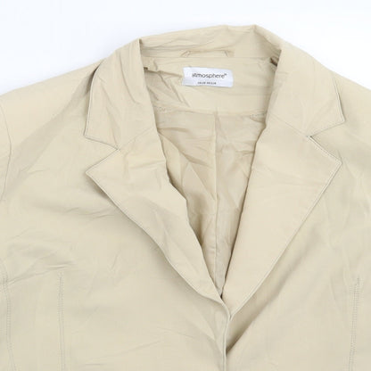 Close-up detail of Atmosphere women’s beige jacket suit jacket, size UK 18