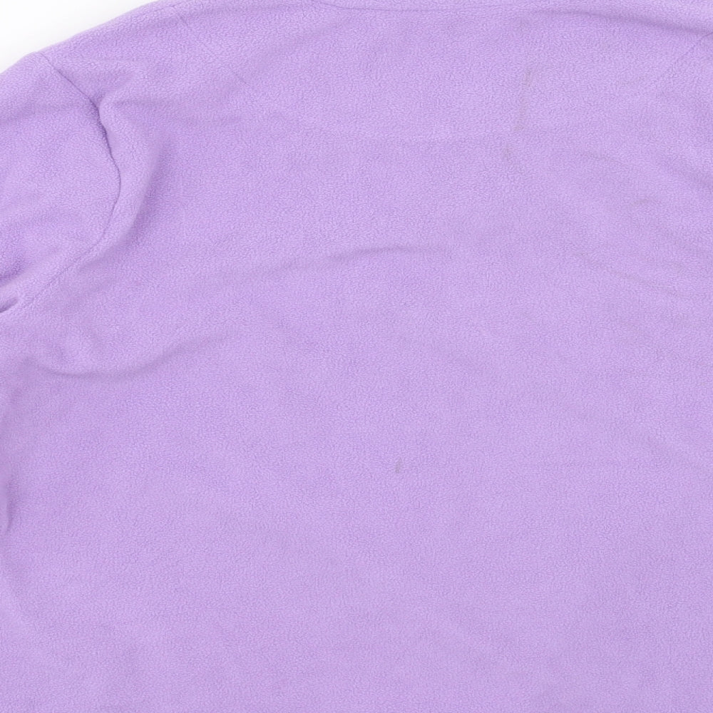 EWM Womens Purple Solid Fleece Top Pyjama Top Size S  - Floral embroidery