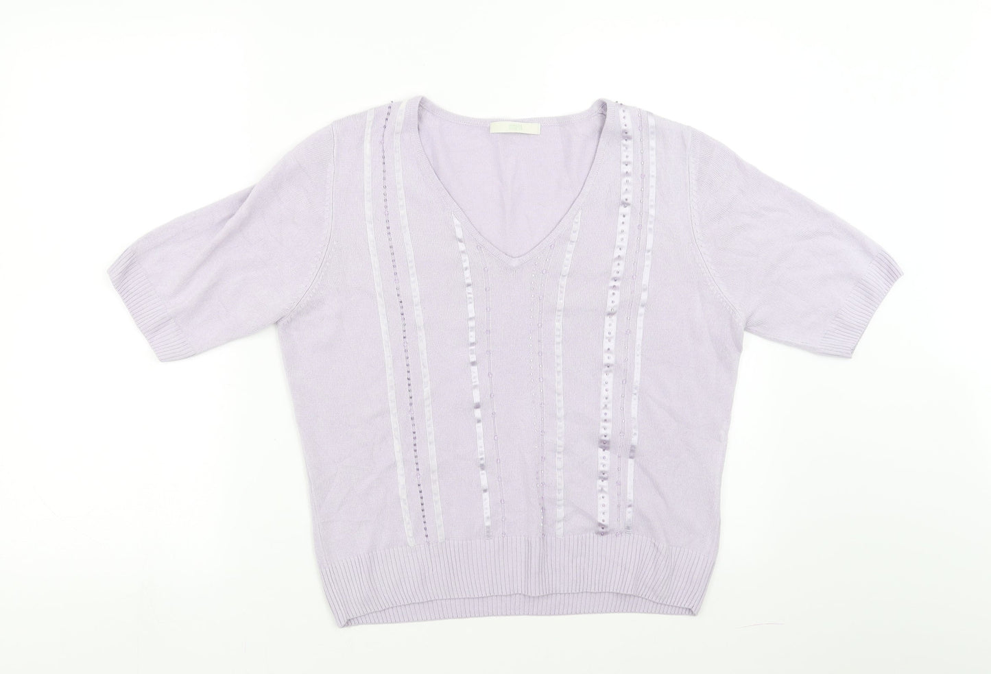 Marks and Spencer Womens Purple   Pullover Jumper Size 14  - beaded