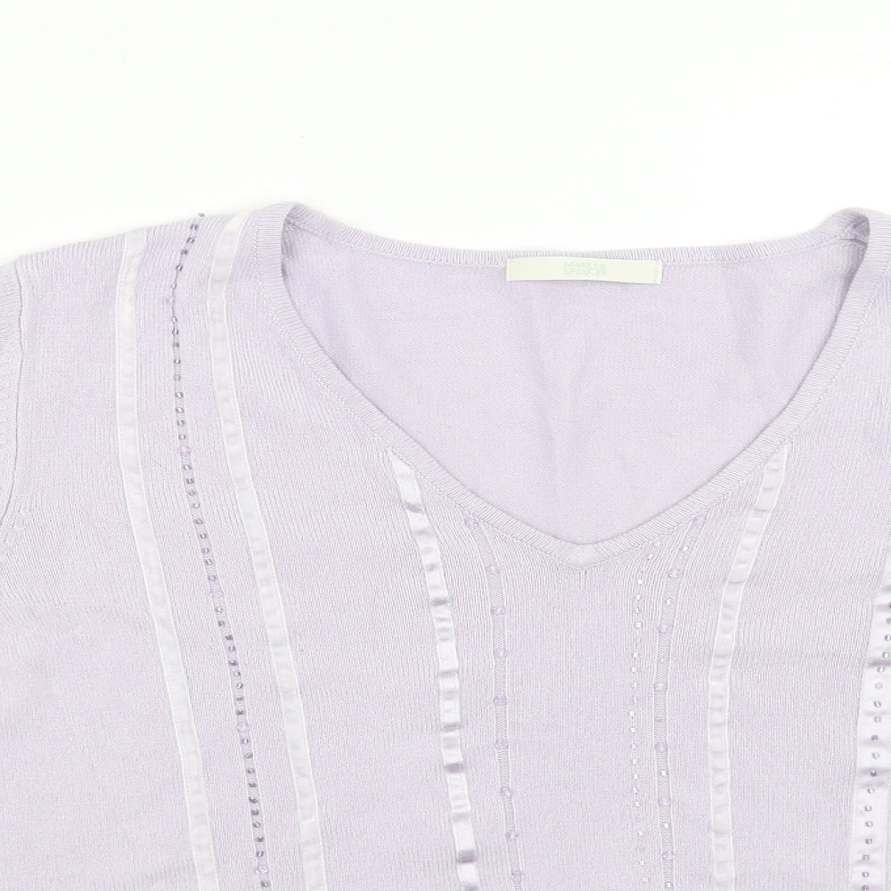 Marks and Spencer Womens Purple   Pullover Jumper Size 14  - beaded