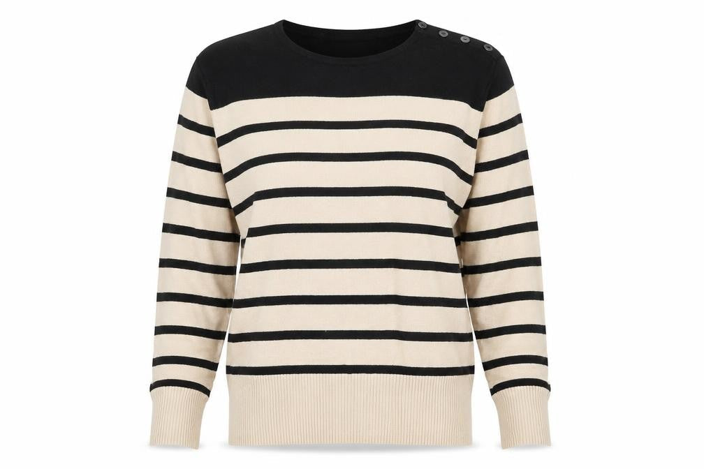 Marks & Spencer Womens Beige Striped  Pullover Jumper Size 14