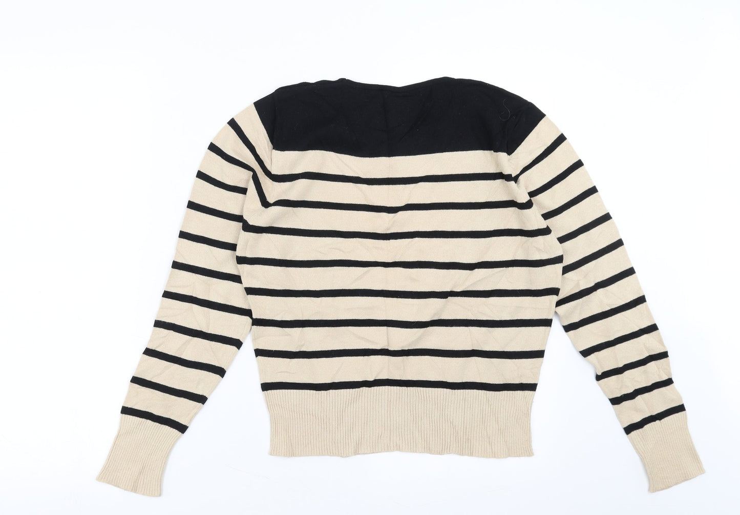 Marks and Spencer Womens Beige Striped  Pullover Jumper Size 14