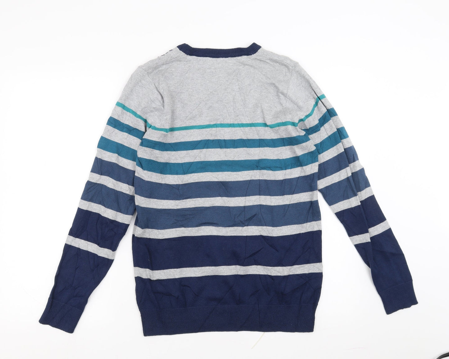 Cedar Wood State Mens Blue Striped  Pullover Jumper Size S