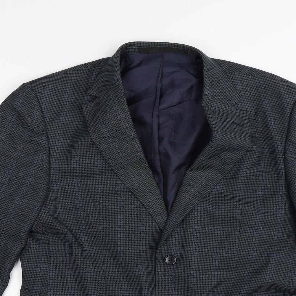 Marks and Spencer Mens Blue Check  Jacket Suit Jacket Size 38