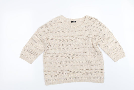 M&Co Womens Beige   Pullover Jumper Size 14