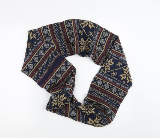 Preworn Unisex Blue Geometric  Scarf  One Size