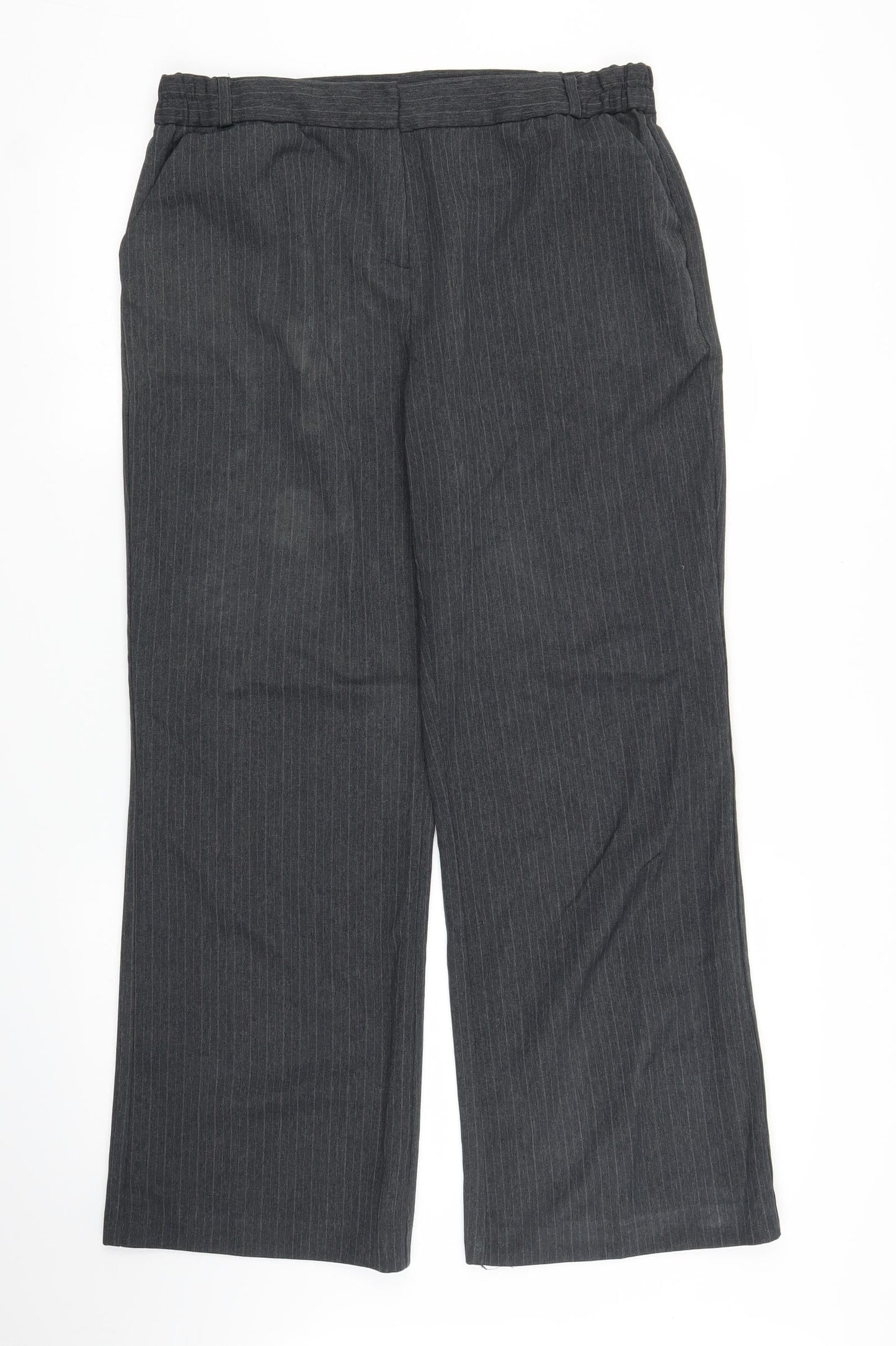 BM Womens Grey Striped  Trousers  Size 14 L26 in