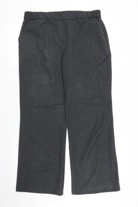 BM Womens Grey Striped  Trousers  Size 14 L26 in