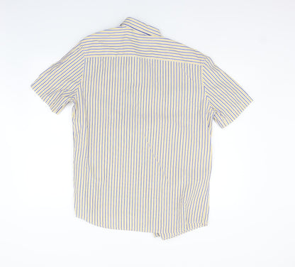 Marks & Spencer Womens White Striped  Basic Button-Up Size M