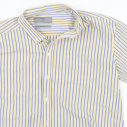 Marks & Spencer Womens White Striped  Basic Button-Up Size M