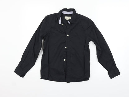 Front view of LOGG girls’ black basic button-up, size 10-11, years
